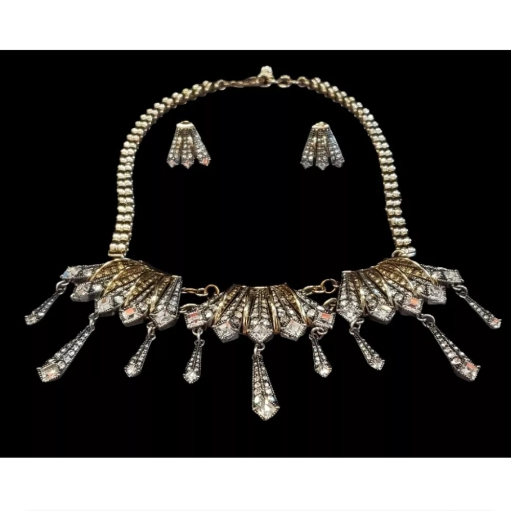 Lulu‎ Frost Swarovski Crystal Statement Necklace & Matching Earrings Set